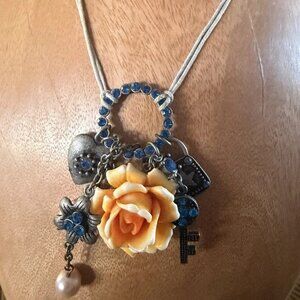 VINTAGE Tarina Tarantino necklace key to my heart charms Swarovski RARE